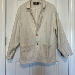 California Drawstrings Blazer Jacket Shawl Collar Cream Size XS